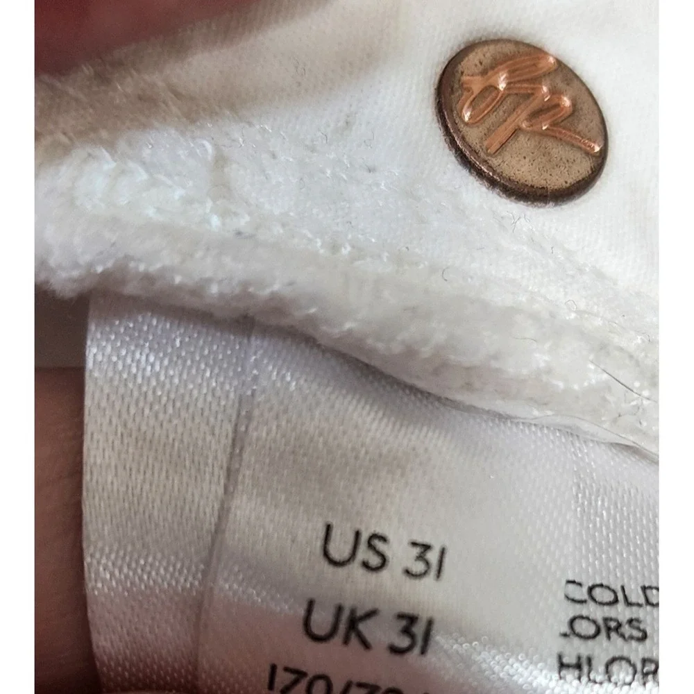 We The Free Free People White Distressed Raw Hem‎ Button Fly Jeans Size 31